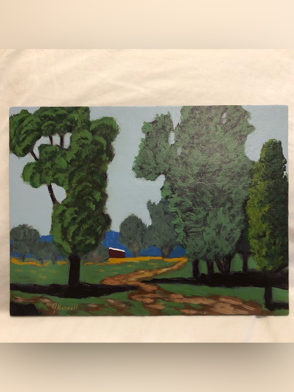 Painting Original Landscape 11 x 14 Acrylic on Wooden Panel